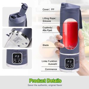 New Portable <b>Mini</b> <b>USB</b> Citrus Juicer Iron Blade Smoothie Blender for Outdoor Hotels RVs & Car Use with Electric Power Source - Product Image 4