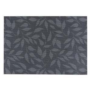 ALICE Set de table en PVC 50x35cm noir avec décoration feuille - Product Image 1