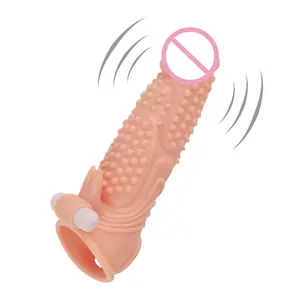 Mainan seks untuk pria masturbasi 21cm kondom tebal Penis besar ekstender lengan elastisitas tinggi cincin Penis menunda ejakulasi intim