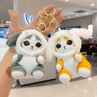 Portachiavi Peluche 3D a Forma di Gatto in Cotone PP Morbido, Portamonete, Regalo per Bambini, 10cm con Stampa Serigrafica