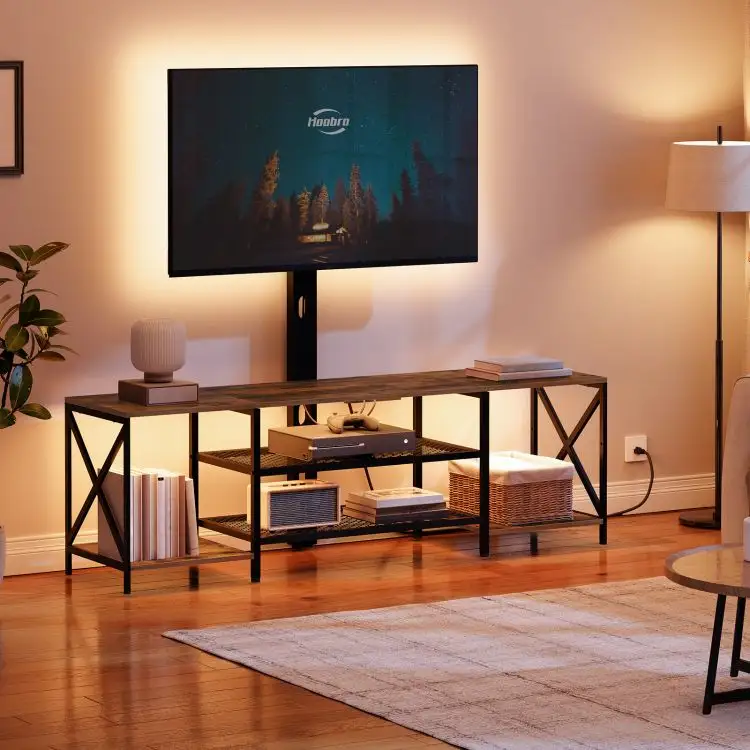 Bán buôn công nghiệp phong cách TV giao diện điều khiển Bảng phương tiện truyền thông trung tâm giải trí giá băng ghế dự bị với ổ cắm điện TV đứng cho 75 inch TV