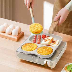 3 In 1 Breakfast <b>Pan</b> 23cm White Non Stick <b>Frying</b> <b>Pan</b> For <b>Induction</b> And Gas Stoves Rectangle Shape Household Multi Functional - Product Image 2