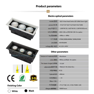 Éclairage commercial Led Grille Lumineuse 3 Tête Grille Downlight Réglable Boîtiers Carrés Led Spot Lumières Salon - Product Image 3