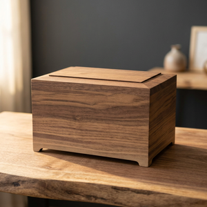 Urne funéraire en bois, finition naturelle, durable, taille adulte - Product Image 1