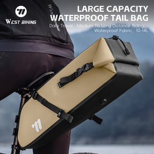 WEST BIKING Sac de selle de vélo imperméable de grande capacité 14L, sac de siège arrière de vélo pour le cyclisme longue distance, accessoires - Product Image 1