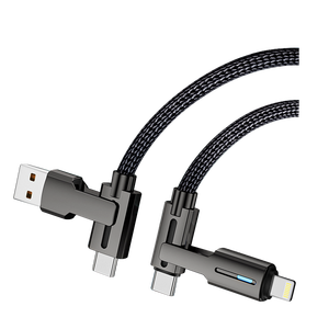 Câble de données tressé 4-en-1 à charge rapide 100W PD 5A avec conducteur en cuivre pur USB-A et Type-C mâle vers Type-C <span class=keywords><strong>Chargeur</strong></span> universel - Product Image 2