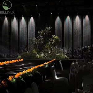 Decorazione del soffitto per matrimonio matrimonio sala argento ciondolo linea di scena tenda rotonda di lusso decorazioni di nozze soffitto - Product Image 2