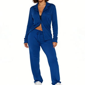 Conjunto de Pijama para Mujer Talla Grande, Camisa de Manga Larga con Botones y Pantalones Anchos, Ropa de Dormir de 2 Piezas, Moda - Product Image 5