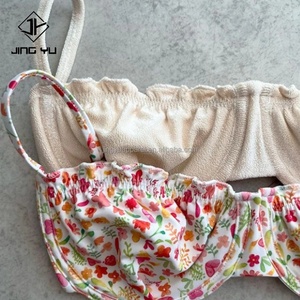 Fabricante de Bikinis de Alta Calidad 2024, Bikini de Dos Piezas con Banda Alta, RPET, Textura de Terciopelo Acanalado, Satinado, Arrugado, Personalizado - Product Image 2