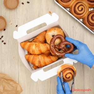 Boîtes de boulangerie blanches avec fenêtre, grandes boîtes à pignon <span class=keywords><strong>pour</strong></span> le <span class=keywords><strong>d</strong></span>éjeuner, les friandises, les biscuits, les pâtisseries, boîtes cadeaux en carton <span class=keywords><strong>pour</strong></span> Noël - Product Image 3