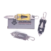 EDC — Mini couteau pliable en acier inoxydable, couteau de poche multifonctions avec porte-clés, pour le sport de plein air, pour Camping avec ouvre-bouteille