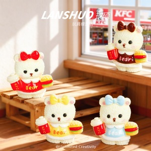 Ourson en résine créatif DIY Rainbow Candy, jouet en peluche, forme d'animal de dessin animé KFC, ornement de bureau, pendentif porte-clés - Product Image 2