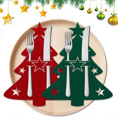 Hot Sale Home Felt Christmas Cutlery Bags Knife Fork Bags Holiday Party Table Mat Decorations