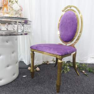 Silla de Acero Inoxidable con Marco Dorado y Terciopelo Morado <span class=keywords><strong>para</strong></span> Bodas, Eventos y <span class=keywords><strong>Fiestas</strong></span> en Hoteles, Venta al Por Mayor - Product Image 1