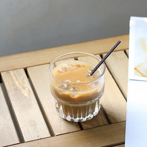 Vasos de Agua Apilables con Patrón Vertical SQ119, Vaso de Vidrio Transparente Simple para Té, Venta al Por Mayor - Product Image 6