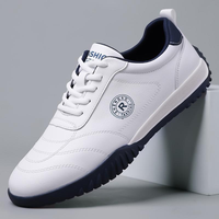 Sneakers décontractées en cuir pour hommes, chaussures de marche antidérapantes tendance pour un usage quotidien et en extérieur