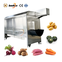 2T/H Aardappelwas- en schilmachine Elektrische automatische wortelschiller Fruit- en groenteschilmachine