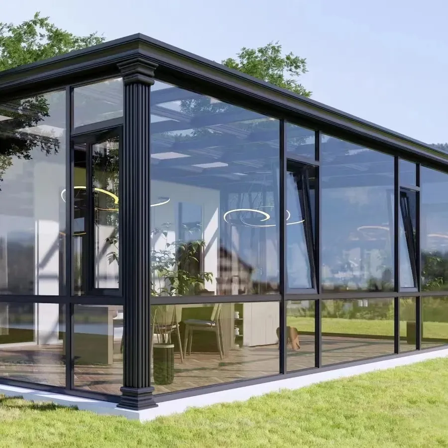 RG100 Storm Proof Aluminium rahmen Thermal Break Glas Outdoor Sun House Gewächshaus Garten zimmer Glashaus