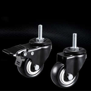Ruedas Giratorias de Metal Resistentes de 1.5 Pulgadas, Paquete de 4, Poliuretano, Doble Rodamiento con Freno para Carritos Pequeños y Muebles - Product Image 2