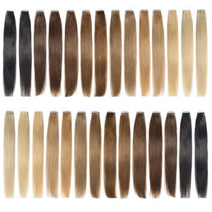 Extensiones de cabello Ombre Cinta 16 pulgadas Balayage Extensiones de cabello ligero Real en cabello humano Marrón a rubio Ceniza con rubio platino - Product Image 4