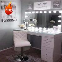 Coiffeuse Maquillage Phoenix Grande Table de Maquillage avec Miroir Bureau pour Ensemble de Maquillage Mobilier de Chambre