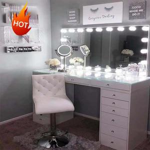 Toeletta da Trucco Phoenix Grande, Tavolo con Specchio e Scrivania per Set Trucco, Mobili per Camera da Letto - Product Image 4