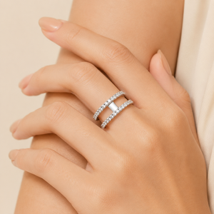 Anello a doppio strato da donna, anello da dito minimalista alla moda - Product Image 3
