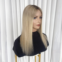 2025 Haute Qualité Confortable Respirant HT-014 # Closure en Cheveux Vierges Russes Blond Fumé, Base en Soie, Sans Colle, Lisse, Mini
