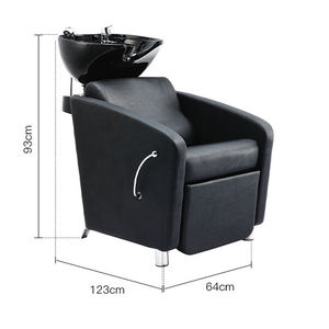 Sillón de Peluquería Moderno, Duradero y Cómodo, Diseño Tipo Cama, con Respaldo de Cuero Sintético, Unidad de Lavado de Cabello, Lavabo de Cerámica, para Hospital - Product Image 2