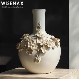 WISEMAX mobili europei arte Vintage <span class=keywords><strong>soggiorno</strong></span> decorazione fiore in rilievo ornamento di nozze fatto a mano vaso di ceramica per la casa - Product Image 5