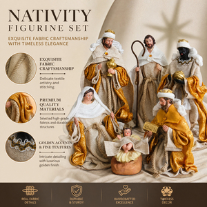 Offre Spéciale : Ensemble de Crèche Artisanale Complet – Sainte Famille et <span class=keywords><strong>les</strong></span> Trois <span class=keywords><strong>Mages</strong></span> – Sculpture en Résine Beige et Dorée – Figurines pour Noël, Église et Maison - Product Image 2