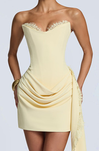 BABY C6293 Avelina Mini-<span class=keywords><strong>robe</strong></span> bustier moulante avec corset à baleines, à lacets, garniture drapée et longue ceinture, <span class=keywords><strong>Robe</strong></span> <span class=keywords><strong>de</strong></span> soirée 2026 - Product Image 5