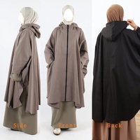 Abaya poncho imperméable personnalisée à capuche avec fermeture éclair, couvrance intégrale modeste pour femmes musulmanes, Abaya ouverte islamique en gros