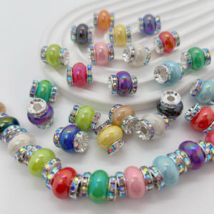 ลูกปัดอะคริลิกสีทองแบบหลวม สำหรับงาน DIY ตัวเว้นระยะแบบวงล้อเพชร อุปกรณ์ตกแต่งเครื่องประดับ - Product Image 1