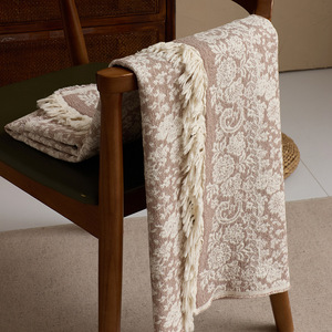 <strong>Brown</strong> Floral <strong>Throw</strong> Blanket with Tassels, Boho Home Decor Block Pattern Machine Weave Sofa <strong>Throw</strong>/ - Product Image 3