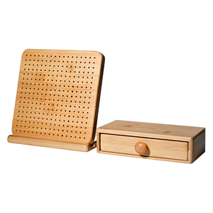 Tabla de bloqueo de hilo de bambú extra gruesa de 18 mm con clavijas, cajón de almacenamiento, <span class=keywords><strong>agujas</strong></span> y orificios para ganchillo - Product Image 3