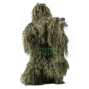 Gujia 야외 사냥복 숲 우드랜드 전술 유니폼 5 조각 Gillie 정장 위장 성인용 가방
