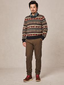Jersey de lana Fair Isle para hombre, prendas de punto gruesas de estilo nórdico británico con patrón Vintage para el logotipo de otoño/invierno en la parte delantera - Product Image 2
