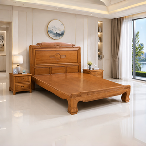Cadre de lit en bois massif de style chinois moderne, taille King Queen, ensemble de meubles de chambre à coucher de luxe en bois dur, OEM ODM - Product Image 5