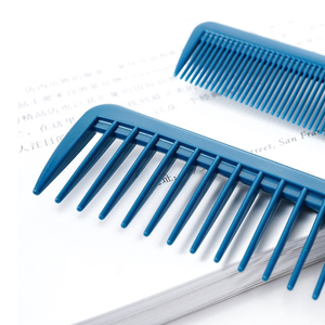 Peines de plástico desechables de doble cara con dientes anchos para barbería, color azul, al por mayor - Product Image 5