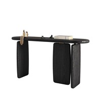 Console murale multifonctionnelle en bois massif courbé style Wabi-Sabi, noire, moderne, pour entrée, meuble de présentation, mobilier de maison