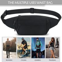 Sac banane unisexe en PVC avec fermeture à cordon réglable pour le sport, la course à pied, la randonnée, les voyages, le cyclisme, la marche (noir)