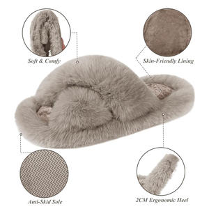 Kadınlar için kadın rahat kabarık yatak odası terlikleri peluş burnu açık ev <span class=keywords><strong>Chic</strong></span> hediye terlik bulanık çapraz bant terlik - Product Image 3