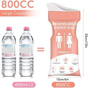 Sacs à <span class=keywords><strong>urine</strong></span> jetables portables unisexes de 800 ml à fermeture éclair, imprimés par gravure, pour femmes, hommes et enfants, utilisation d'urgence en voyage, 12-24 pièces - Product Image 3