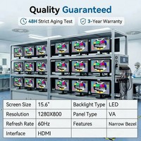 Moniteur industriel 15,6 pouces, écran LCD HD 1280x800 avec panneau VA, port HDMI, support VESA pour système de surveillance CCTV