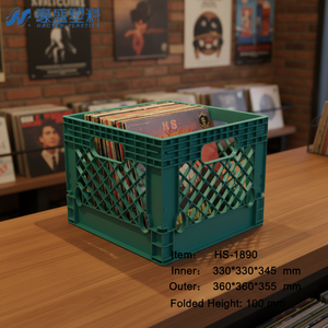 Bac de rangement universel pliable en maille écologique, directement de l'usine, <span class=keywords><strong>pour</strong></span> caisses de lait, <span class=keywords><strong>disques</strong></span> <span class=keywords><strong>vinyles</strong></span>, poupées et plus encore - Product Image 1
