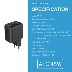 <span class=keywords><strong>Chargeur</strong></span> standard européen en nitrure de gallium <span class=keywords><strong>45W</strong></span> Port QC3.0 Type-C Adaptateur pour ordinateur portable à charge super rapide pour téléphone portable <span class=keywords><strong>Apple</strong></span> 16 - Product Image 4