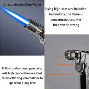 Creativity Handheld Windproof Torch <b>Lighter</b> Refillable Butane Gas Safety Lock Cigarette <b>Lighter</b> Zinc Alloy Minimalist Design - Product Image 4