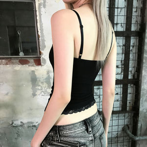 Débardeur Y2K Gothique en Dentelle Sombre à Motif Floral Col V pour Femme – Top Sexy en Maille Extensible à Contraste de Couleurs, Décontracté et Respirant - Product Image 5