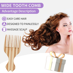 Peigne en bambou pour coiffure, à dents larges, personnalisé, pour cheveux noirs, brosse chauffante pour lisser les cheveux, brosse à cheveux <span class=keywords><strong>afro</strong></span> - Product Image 3